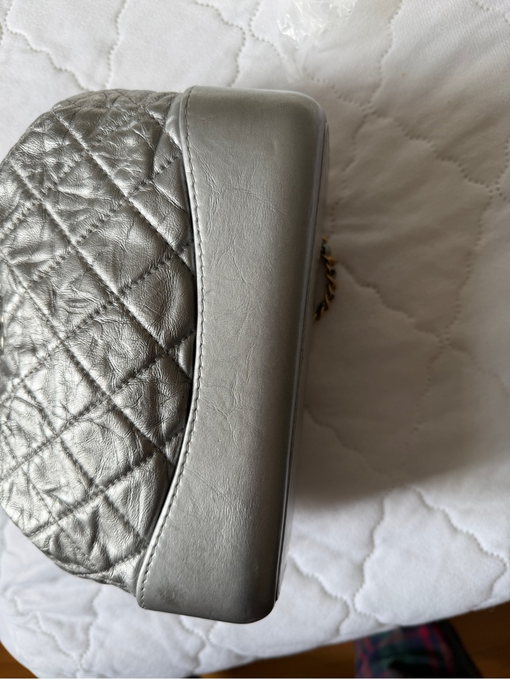 CHANEL Silver Backpack Quilted Drawstring Shoulder with Mixed Metal Chain - Picture 10 of 12